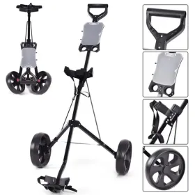 6lbs Lightweight Golf Push Cart - Steel Frame, Foldable Design, 9.5" Ball Bearing Wheels (Option: defaulttitle)