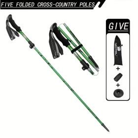 "Ultralight Folding Hiking Poles - 7075 Aluminum with EVA Grip, Tungsten Tips - Perfect for Backpacking & Climbing" (Color: Green)
